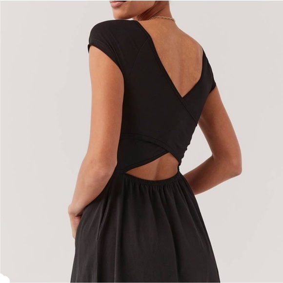 Pact Organic Cotton Fit & Flare Crossback Maxi black Dress, size S - Picture 2 of 10